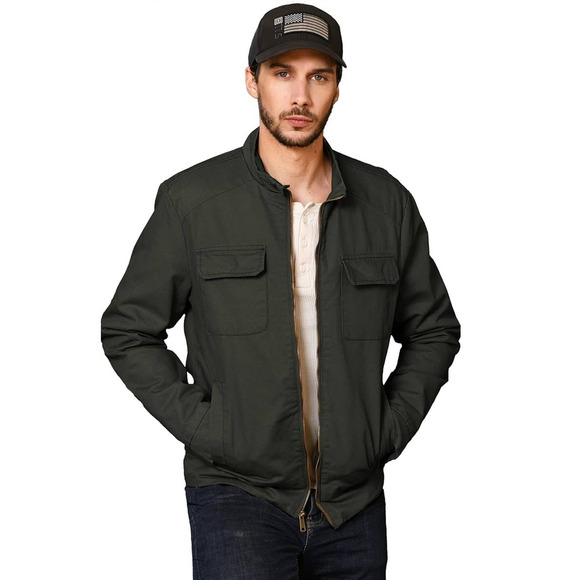 Wenven Men's Olive Green Zip Up Heavy Utility Jacket. Size S - Picture 1 of 10